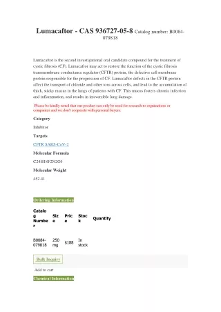 lumacaftor cas 936727 05 8 catalog number b0084