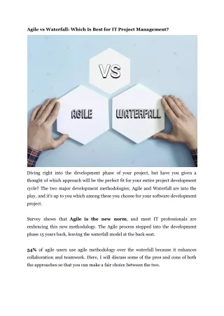 agile vs waterfall which is best for it project