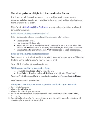 email or print multiple invoices and sales forms