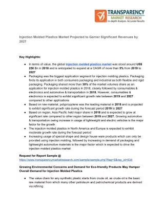 Injection Molded Plastics Market- Driving Forces, Trends, Growth, Impact of COVID-19