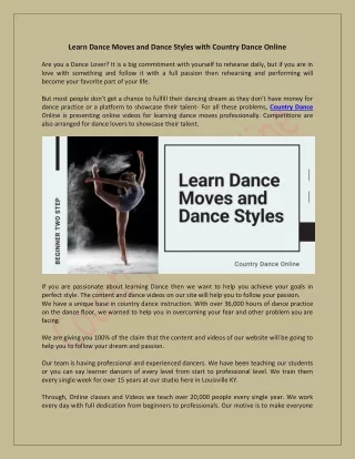 Learn Dance Moves and Dance Styles