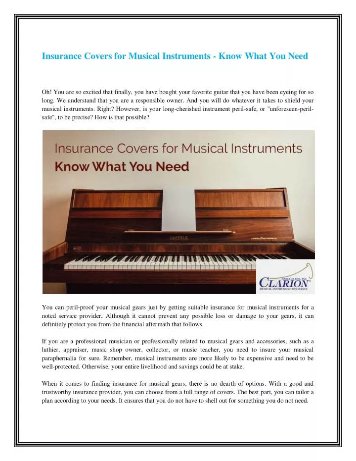 insurance covers for musical instruments know