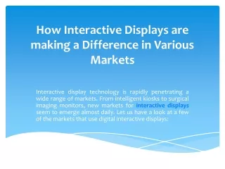How Interactive Displays are making a Difference in Various Markets