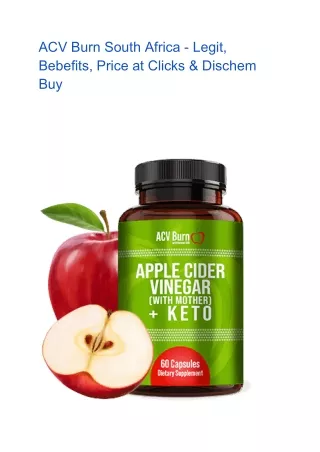 ACV Burn South Africa - Legit, Bebefits, Price at Clicks & Dischem Buy