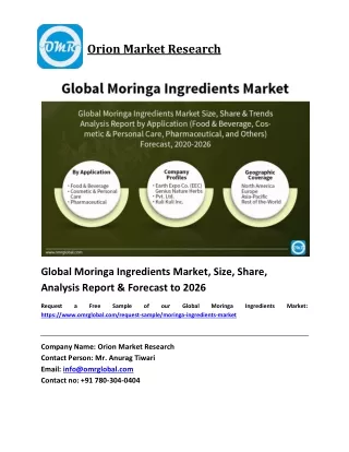 Global Moringa Ingredients Market Trends, Size, Competitive Analysis and Forecast 2020-2026
