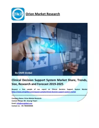 Clinical Decision Support System Market Size, Share, Trends & Forecast 2019-2025