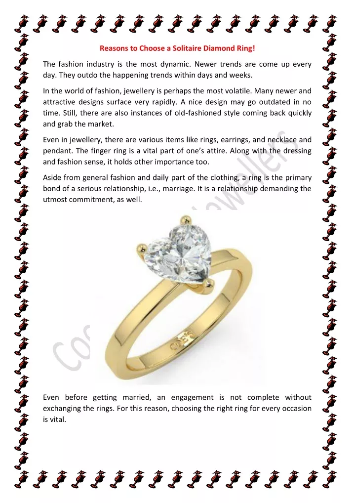 reasons to choose a solitaire diamond ring