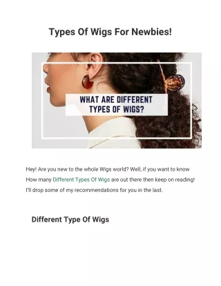 types of wigs for newbies