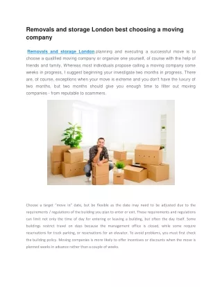 removals and storage london best choosing