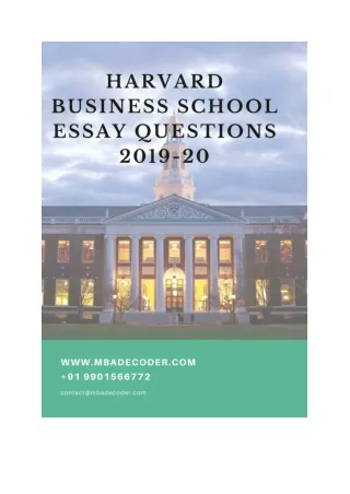Harvard Business School ( HBS ) Essay Questions 2019 -20 | MBADecoder