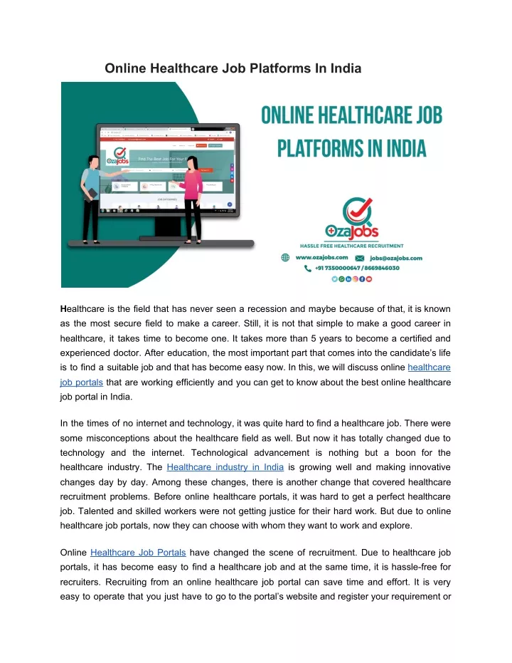 online healthcare job platforms in india