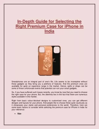 In-Depth Guide for Selecting the Right Premium Case for iPhone in India