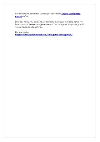card game development company affordable expert