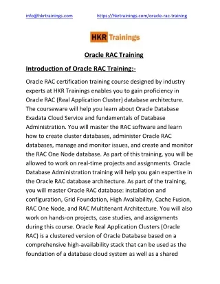 Enhance Your Career With Oracle RAC Training