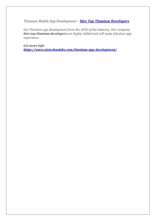 titanium mobile app development hire top titanium