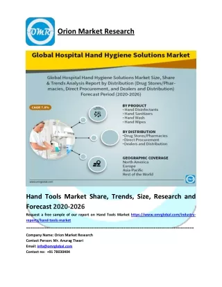 Hospital Hand Hygiene Solutions Market Size, Share, Growth & Forecast 2020-2026
