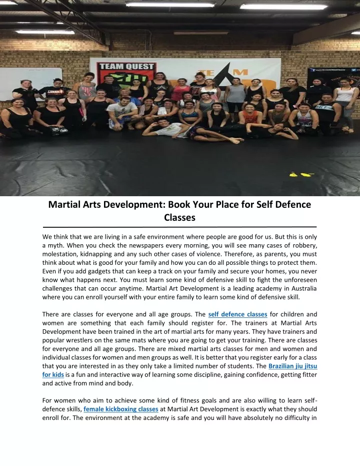 martial arts development book your place for self