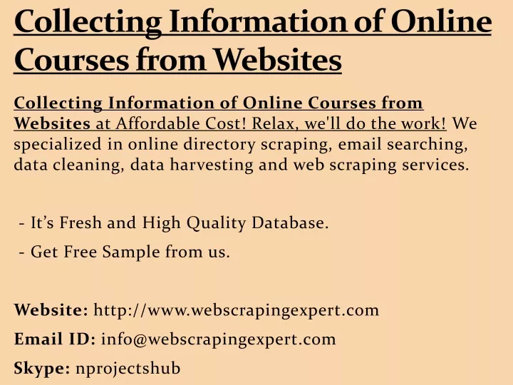 collecting information of online courses from websites
