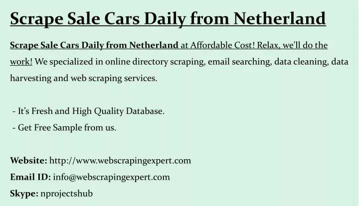 scrape sale cars daily from netherland