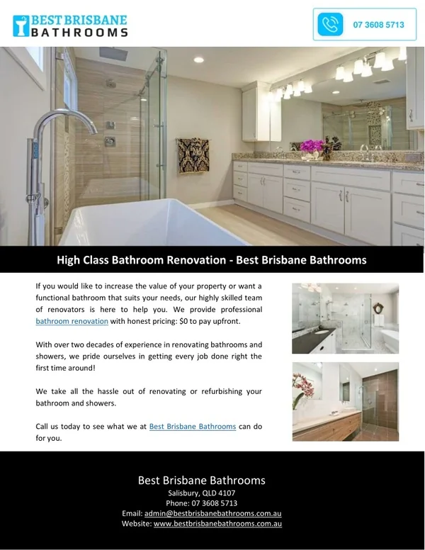High Class Bathroom Renovation - Best Brisbane Bathrooms