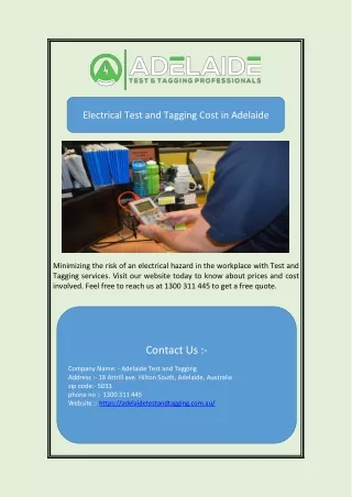 electrical test and tagging cost in adelaide