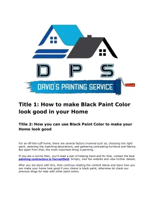 How to make Black Paint Color look good in your Home
