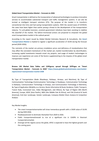 global smart transportation market forecasts