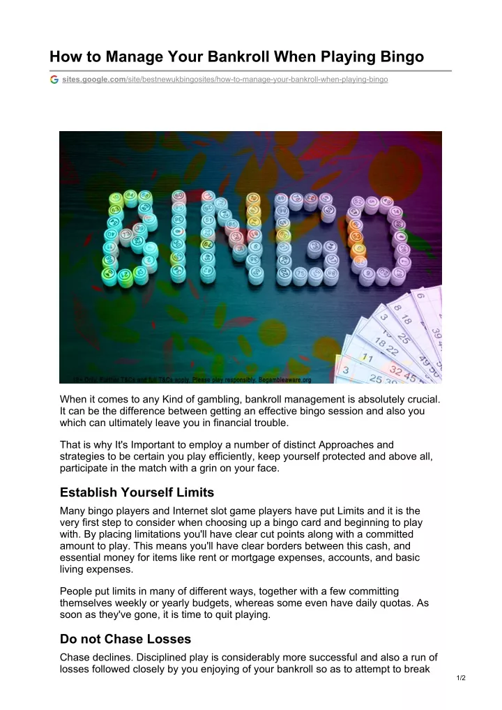how to manage your bankroll when playing bingo