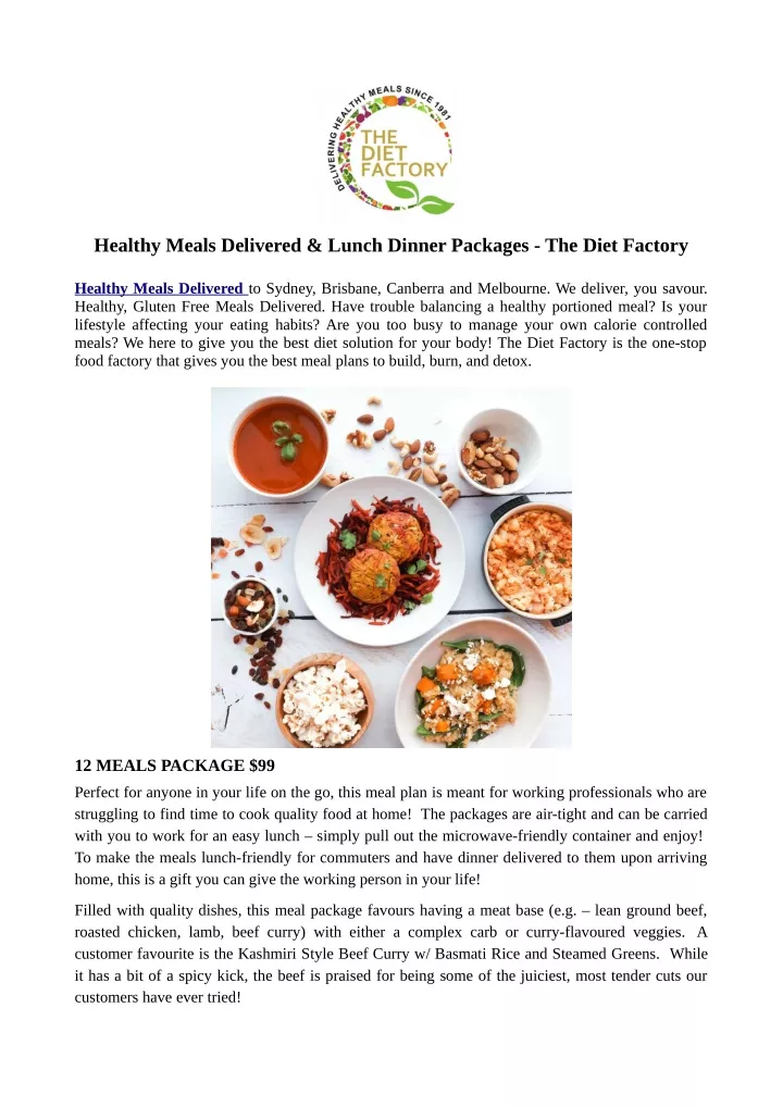 healthy meals delivered lunch dinner packages