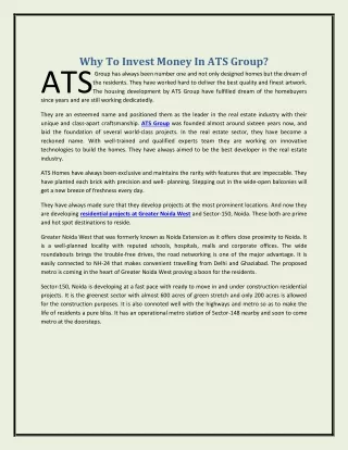 Why To Invest Money In ATS Group?