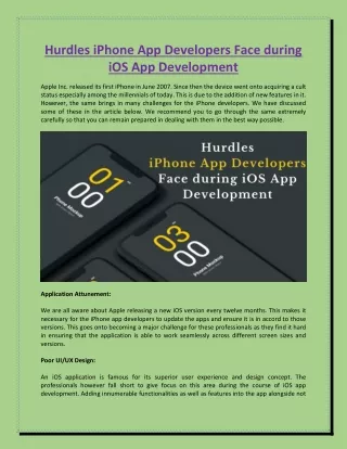 hurdles iphone app developers face during