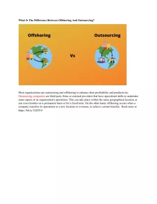 What Is The Difference Between Offshoring And Outsourcing?