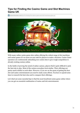 tips for finding the casino game and slot