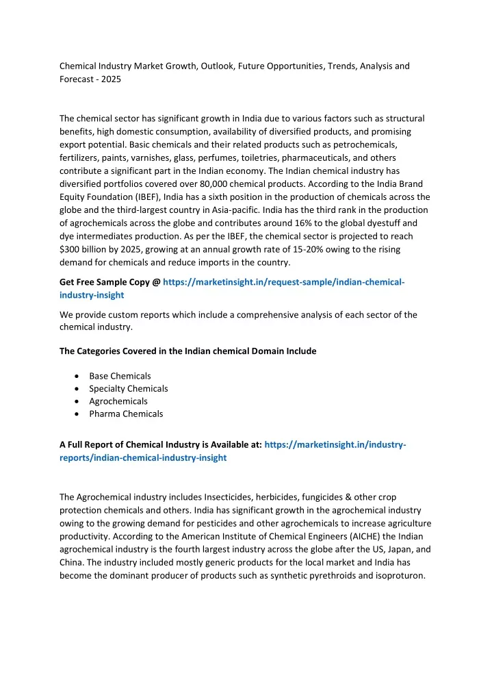 chemical industry market growth outlook future