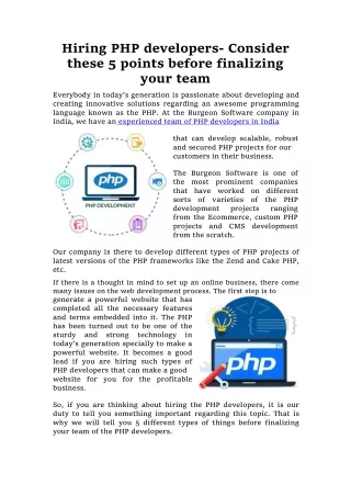 hiring php developers consider these 5 points