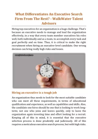 what differentiates an executive search firm from