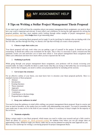 5 tips on writing a stellar project management