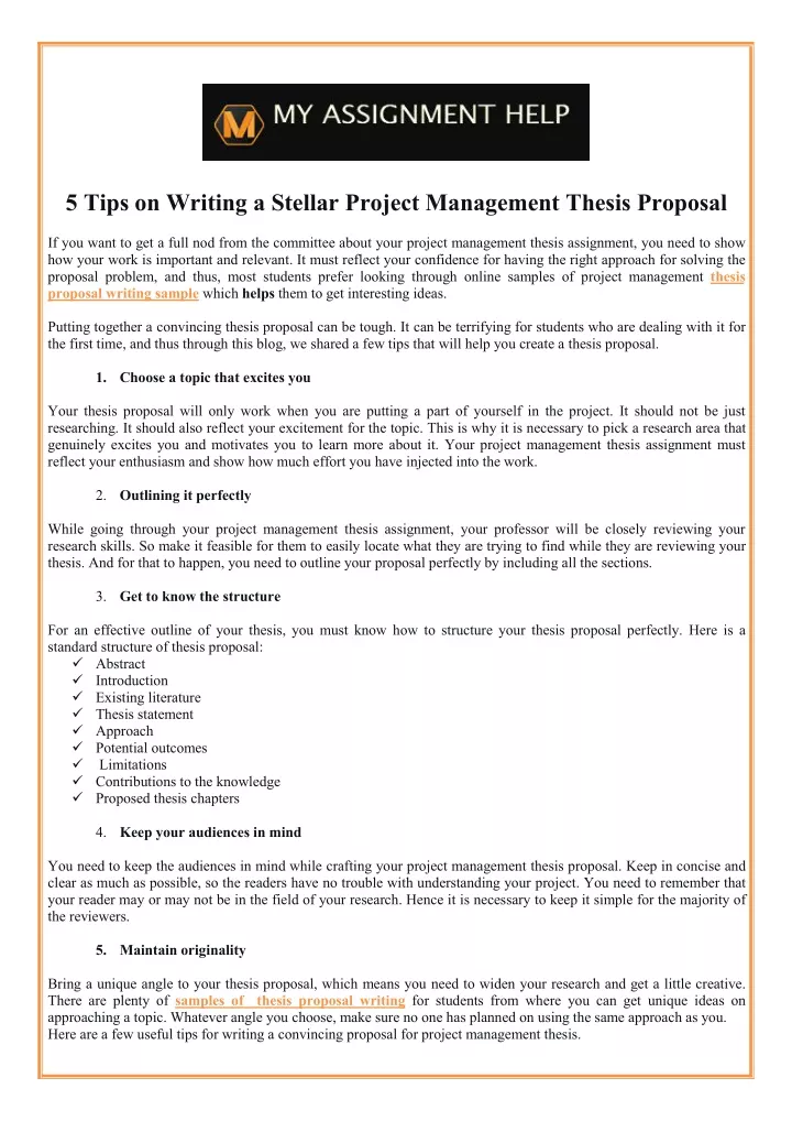 5 tips on writing a stellar project management