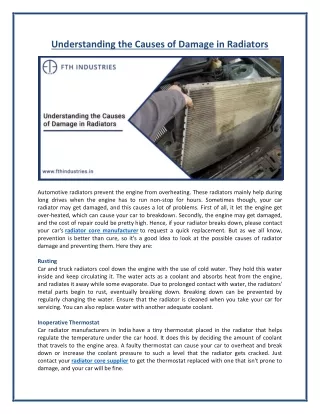 understanding the causes of damage in radiators