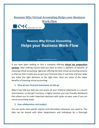 Top 5 Reasons Why Virtual Accounting Helps in Your Business