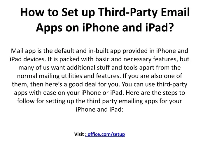 how to set up third party email apps on iphone and ipad