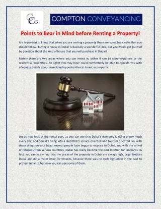points to bear in mind before renting a property