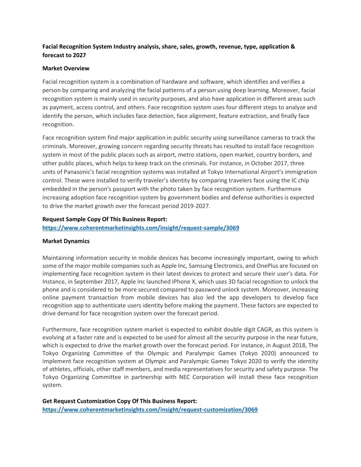 facial recognition system industry analysis share