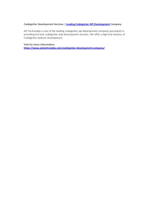 codeigniter development services leading