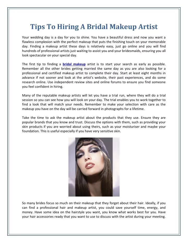 tips to hiring a bridal makeup artist