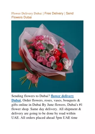 Flower Delivery Dubai | Free Delivery | Send Flowers Dubai