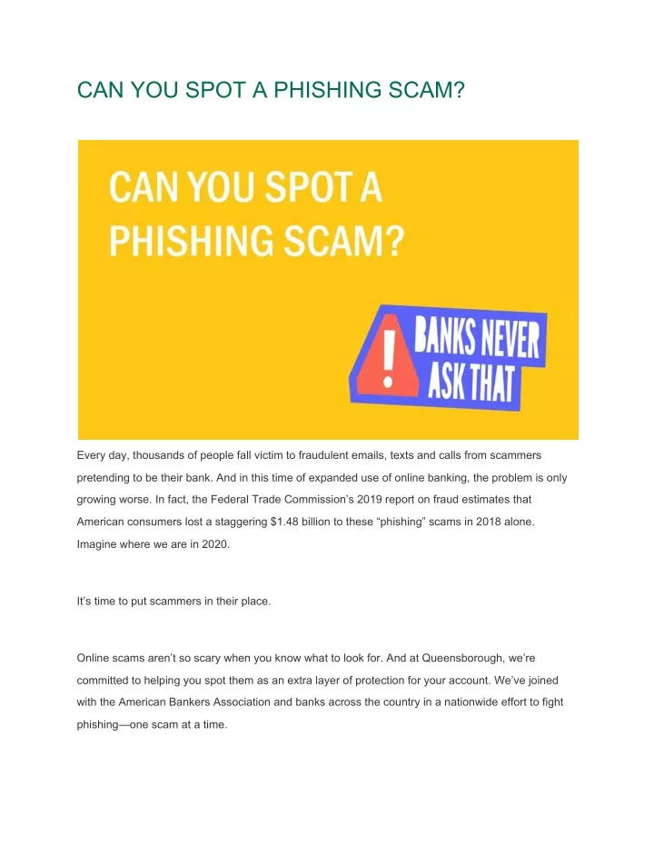 can you spot a phishing scam