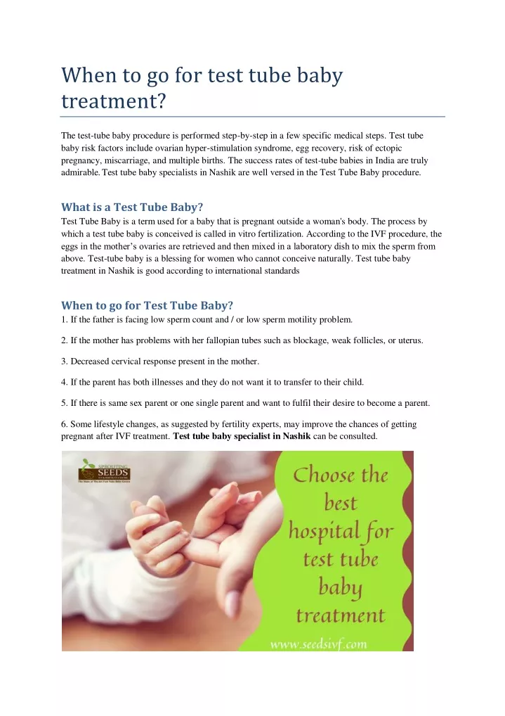 when to go for test tube baby treatment