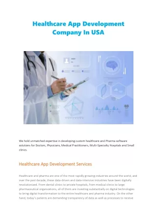 healthcare app development company in usa
