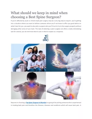 Degenerative Spine Clinics In Mumbai | Wearespine.in